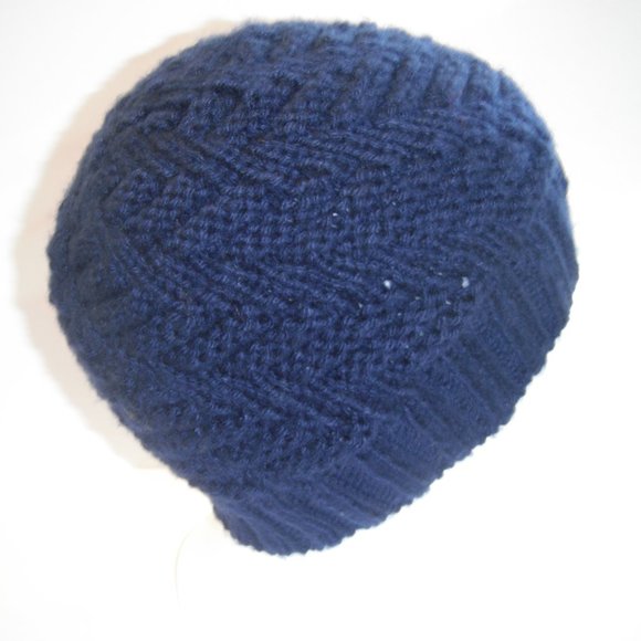 Hand Knitted Hat Toque Adult Size - S-M Acrylic Color Navy - 004 Hand knit by me - Picture 7 of 9